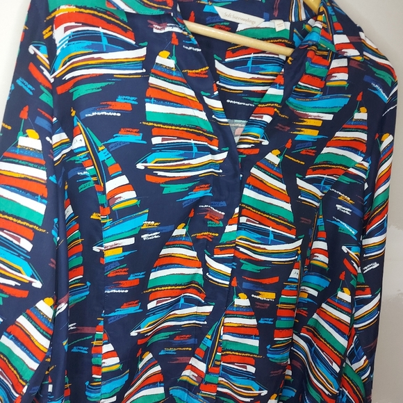 Soft Surrounding Sail Away Boat Print Tunic Top - Picture 13 of 14